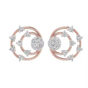 Pendientes redondos de plata de ley S925 con diamantes de estilo elegante para exportación desde India. - Product Image 1