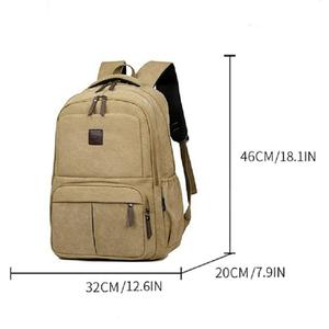 <b>Canvas</b> Laptop <b>Backpack</b> Unisex Casual Style 20-39L Large Capacity Softback Shoulder Straps Zipper Closure - Product Image 2