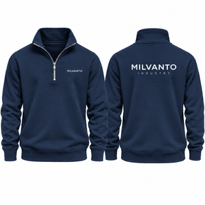 <b>Navy</b> Blue Custom Unisex 100% Cotton Quarter Zip <b>Sweatshirt</b> Premium Cotton Fleece Pullover Men Women Winter Streetwear <b>Sweatshirt</b> - Product Image 1