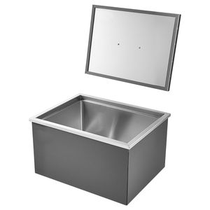 Contenitore refrigerante da incasso in acciaio inossidabile 22 x 17 x 12 pollici, 45,3 quarti, con coperchio, per cucina esterna, vasca per ghiaccio commerciale - Product Image 1