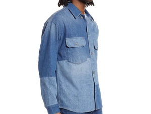 Cumbre Sports Wholesale Custom Made Denim Jeans <b>Shirt</b> <b>Patchwork</b> Oversize Drop Shoulder Denim Jeans <b>Shirts</b> For Mens Breathable - Product Image 4
