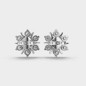 Boucles d'oreilles clous en diamant de culture floral Sunburst, en argent sterling 925 massif, design en grappe ethnique, certifiées IGI, cadeau d'anniversaire ou de fête - Product Image 5