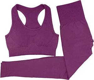 Women's Workout Outfit 2 Piece Set High Waist Seamless Yoga Leggings with <b>Padded</b> Sports Bra Gym Clothes Set Workout Sets - Product Image 1