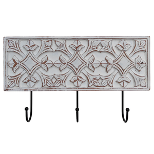 Elegante Porta Llaves Decorativo de Madera Tallada, Acabado Blanco, Hecho a Mano, para Entrada, de Madera Sintética - Product Image 1