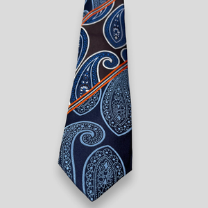 Benon <b>Brown</b> & Blue Paisley Silk <b>Tie</b> | Luxury Designer Necktie for Men | Formal Business Wedding Party Fashion Neckwear Accessory - Product Image 2