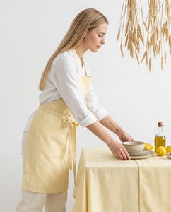 Natural Linen <b>Apron</b> Adjustable Pinafore <b>Apron</b> with Pockets Reusable Woven Kitchen <b>Cooking</b> <b>Apron</b> <b>for</b> Daily Use - Product Image 3