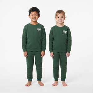 Conjunto Deportivo de Felpa de Algodón para Niños, Diseño Personalizado, Sudadera con Capucha y Pantalones Deportivos de Color Verde Sólido, Logotipo Personalizado, Ropa de Invierno - Product Image 1