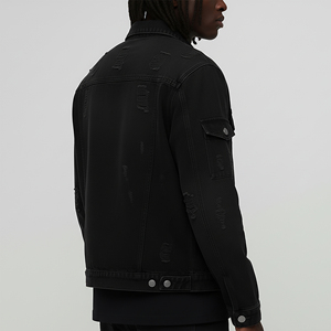 2025 New Arrived Custom Made Heavyweight Solid Color <b>Denim</b> <b>Jacket</b> Vintage Washed Loose Fit Button Closure Streetwear <b>Jacket</b> - Product Image 5