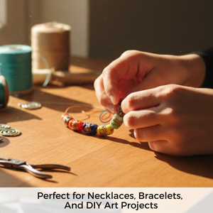 EXCEL EXPORTS Perles en verre multicolores en forme de baril de 8 pouces (12x17mm) |   Projets de bijoux décoratifs faits à la main pour le bricolage - Product Image 3