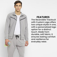 Conjunto Deportivo para Hombre, Gris, con Cierre Completo, Casual, de Color Sólido, Poliéster y Algodón, con Capucha, Manga Larga, para Invierno, Diseño 2 en 1