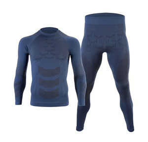 Conjunto de Traje de Compresión de Manga Larga para Hombre, Ecológico, de Spandex/Poliéster, Sólido, de Secado Rápido, Transpirable, que Absorbe el Sudor, con Elasticidad en Cuatro Direcciones - Product Image 4