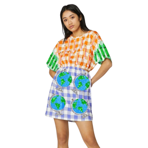 Robe Courte Sans Manches Bleu Clair en Gros avec Paillettes Mahjong, Silhouette Droite Décontractée et Respirante - Product Image 3
