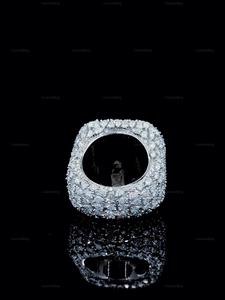 Anillo de Compromiso de Moissanita con Corte Mixto, Anillo de Boda con Halo, Engaste de Puntas, Estilo Clásico, Plata de Ley 925, Anillo para Mujer o Unisex - Product Image 2