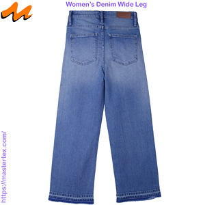 Pantalones Anchos Básicos para Mujer, Cinco Bolsillos, Dobladillo Deshilachado, Elegantes, Lavados, Tela de Algodón y Spandex, 10.85 OZ - Product Image 2