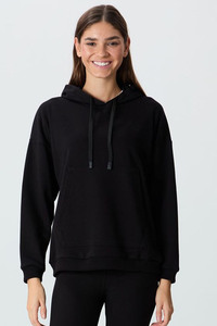 <b>Women</b>’s <b>Black</b> Oversized Pullover Hoodie Sweatshirt Casual Drawstring Hooded <b>Fleece</b> Top with Kangaroo Pocket for Sportswear Cloth - Product Image 4