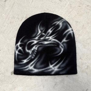 Gorro de esquí de invierno acrílico de alta calidad Unisex, gorro de punto Jacquard teñido personalizado, técnica de bordado 3D, etiqueta tejida, Letra de playa - Product Image 1