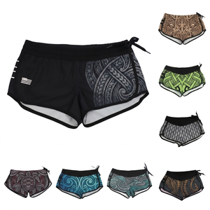 Shorts pour femmes, taille mi-haute, sportifs, extensibles dans 4 directions, séchage rapide, avec cordon de serrage élastique - Product Image 2