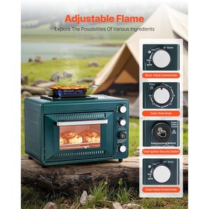 Four extérieur 2 en 1 et réchaud de camping au gaz portable, feu réglable avec accessoire de four, modèle D0100X3E9N6 - Product Image 3