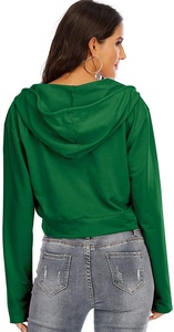Crop top running ensemble ensemble manches courtes % 100 coton MINCE À Manches Courtes tops plussize à capuche pour femmes top - Product Image 3