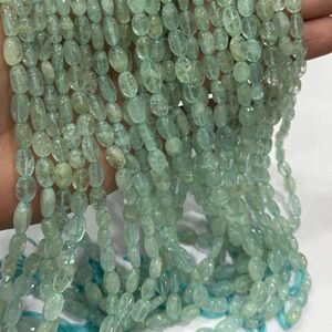 Cuentas de Aguamarina India Natural, Forma Ovalada, Color Azul Mar, Calidad AA, Sin Tratar, para la Fabricación de Joyería, Venta al Por Mayor - Product Image 6