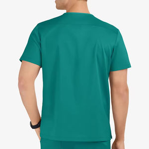 Blouse de travail unisexe à manches courtes pour hôpital, col en V, uniforme d'infirmière pour les professionnels de la santé, tissu en toile, séchage rapide, respirant, personnalisable - Product Image 3