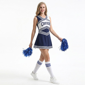Fournisseur d'usine en gros d'uniformes de cheerleading blancs et bleus pour femmes et jeunes filles adultes - Product Image 6