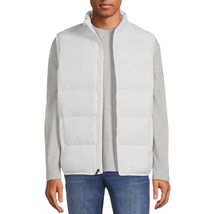 Men's White Stand Collar <b>Waterproof</b> <b>Padded</b> Vest Zipper Closure Regular-Length Solid Color Polyester/Nylon Shell Winter Casual - Product Image 6