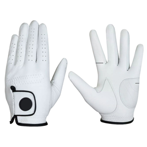 White leather <b>golf</b> glove Breathable outdoor sports Mens <b>golf</b> glove Womens <b>golf</b> glove finger protection - Product Image 1