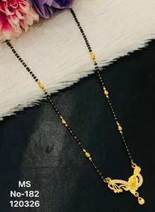 Collar Mangalsutra de Aleación Chapada en Oro con Piedras de Cristal y Cuentas Negras para Mujer, Joyería Nupcial Tradicional India - Product Image 2