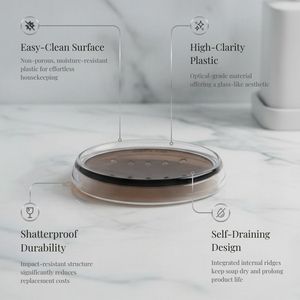[Holar] Jabonera Ovalada de Plástico Acrílico Transparente Marrón Ahumado de Primera Calidad, Fabricada en Taiwán, con Drenaje - Product Image 3