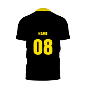Camiseta de Fútbol Sublimada Personalizada para Hombre, Negra y Amarilla, Cuello Redondo, Manga Corta, Absorbe la Humedad, Ajuste Atlético, Impresión con Nombre del Equipo, 140 g/m² - Product Image 2