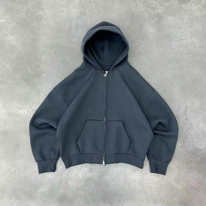 Hoodie personnalisé 100% coton, coupe ample, effet délavé, épaules tombantes, 450 g/m², fermeture éclair, pour hommes, femmes et streetwear. - Product Image 6