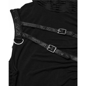 Débardeur à capuche déchiré style apocalyptique gothique pour homme, noir - Product Image 4