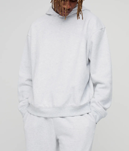Men's <b>Cropped</b> Sweatshirt Tracksuit with Relaxed <b>Jogger</b> Pants for Contemporary Street Fashion Gym Sessions and Casual Wear - Product Image 5