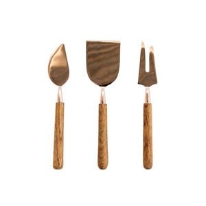 Ensemble de couteaux à fromage en acier inoxydable de qualité supérieure avec élégantes poignées en bois, accessoires parfaits pour planches à charcuterie et cadeau de déménagement - Product Image 2