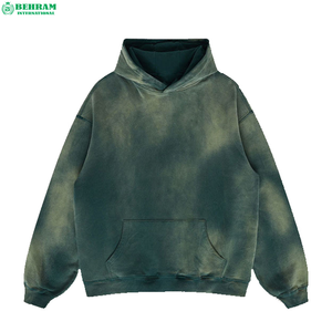 Pullover Hoodie Men French Terry Drop Shoulder No <b>Strings</b> Oversized Sun Faded Streetwear Men's Hoodies by Behram International - Product Image 1