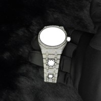 Montre de luxe unisexe avec breloques, mouvement mécanique en moissanite VVS, boîtier en acier inoxydable, cadran analogique en verre, date automatique, emballage inclus