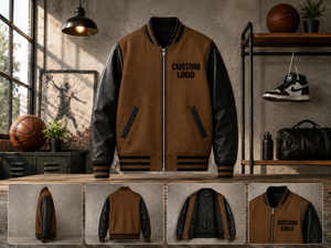 Veste universitaire d'hiver pour homme sur mesure de haute qualité, manches en cuir, streetwear, logos brodés sur le devant et le dos, vente en gros - Product Image 2