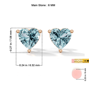 Heerani Jewels Lab Grown Aquamarine 925 Sterling Silver Classic <b>Stud</b> Vermeil <b>Rose</b> <b>Gold</b> Unisex Engagement Wedding <b>Earrings</b> - Product Image 6