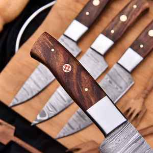 Damascus Steel <b>Knife</b> <b>Set</b> 4-Piece Customized Handle Chef <b>Knives</b> <b>Sharp</b> Serrated Edge Handmade 96 Layers Stainless Steel Right Hand - Product Image 3