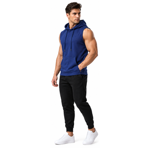 Custom <b>Men</b> <b>Sleeveless</b> Hoodie Cotton Fitness Workout Training Sportswear OEM ODM Private Label Wholesale Manufacturer Supplier - Product Image 4