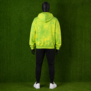 Sudadera con capucha y cremallera personalizada al por mayor, estilo streetwear, tie-dye, oversize, con lavado ácido, de forro polar, verde neón, unisex, tipo chaqueta con cremallera - Product Image 5