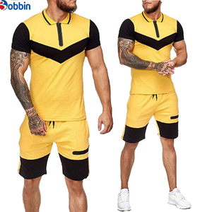 Conjuntos de Camisas para Hombre, Camisa Polo de Manga Corta con Bloques de Color Amarillo y Negro y Pantalones Cortos, Ropa Deportiva Casual de Secado Rápido para Verano - Product Image 5