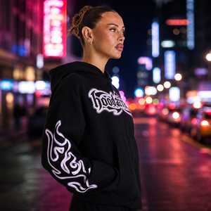 Oversized Zip-Up Lined Breathable Printed Casual <b>Y2K</b> <b>Streetwear</b> Sustainable Cotton Hoodie - Product Image 4