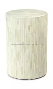 Mesa auxiliar de estilo moderno, patrón en blanco y negro, incrustaciones de hueso únicas, diseño personalizable hecho a mano, muebles para sala de estar, artesanía artesanal - Product Image 4