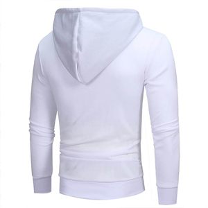 Sweat-shirt à capuche zippé blanc pour homme, coupe ajustée, tricoté, couleur unie, pour l'automne - Product Image 3