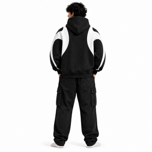 Ensemble cargo unisexe personnalisé 2026 – Sweat à capuche contrastant, pull à manches raglan, brodé, en molleton décontracté 100 % polaire - Product Image 2