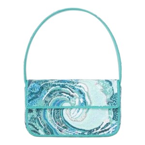 HANDMADE BEADED SHOULDER <b>BAG</b> <b>FOR</b> WOMEN EMBROIDERED <b>BLUE</b> STARFISH OCEAN THEME PARTYWEAR PURSE <b>CLUTCH</b> WITH HANDLE - Product Image 5