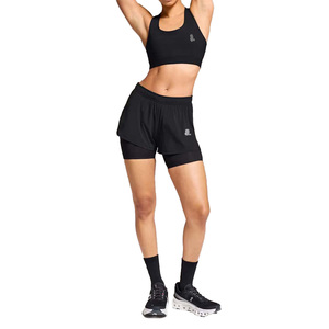 Women's <b>Black</b> Sporty <b>Skorts</b> High Waist Elastic Waist Anti-Pilling Quick Dry Knitted 100% Cotton Shorts with Logo - Product Image 1