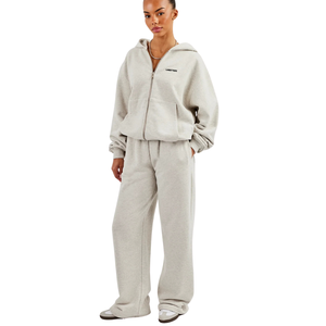 Ensemble de survêtement décontracté pour femme avec haut à manches amples et pantalon à jambes larges, taille élastique à cordon de serrage, deux pièces pour tenue quotidienne - Product Image 4